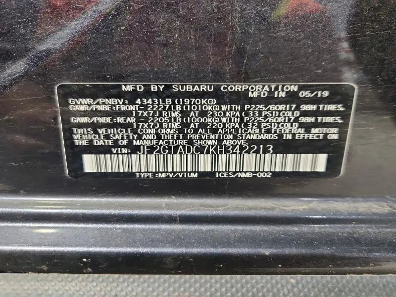 2019 SUBARU CROSSTREK PREMIUM  