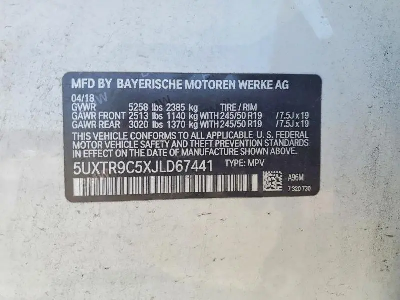 2018 BMW X3 XDRIVE30I  