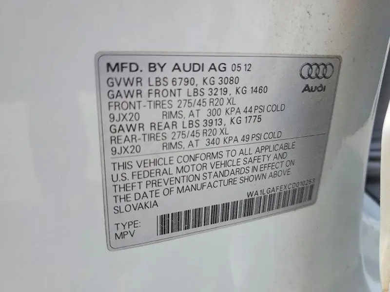 2012 AUDI Q7 PREMIUM PLUS  