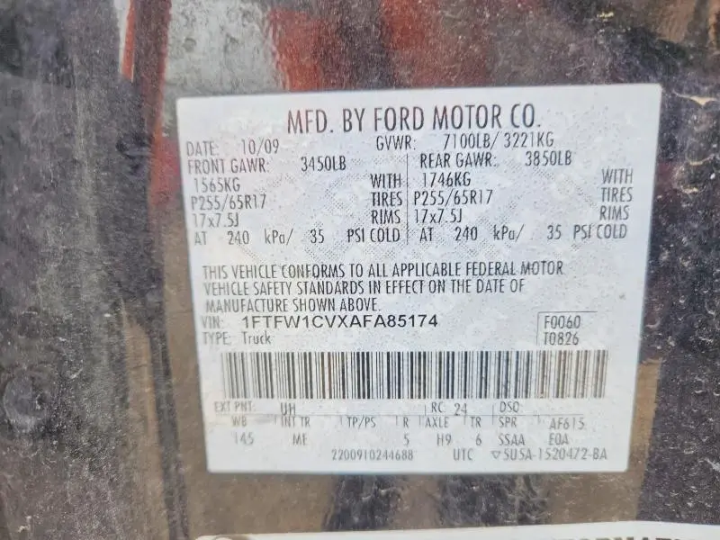 2010 FORD F150 SUPERCREW  