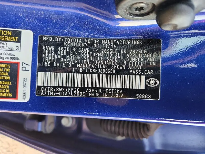 2015 TOYOTA CAMRY SE  