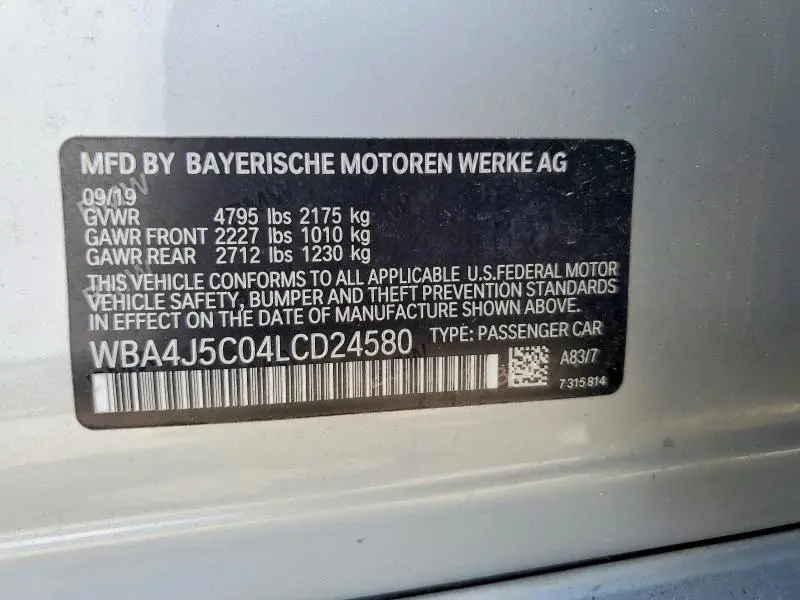 2020 BMW 440I GRAN COUPE  
