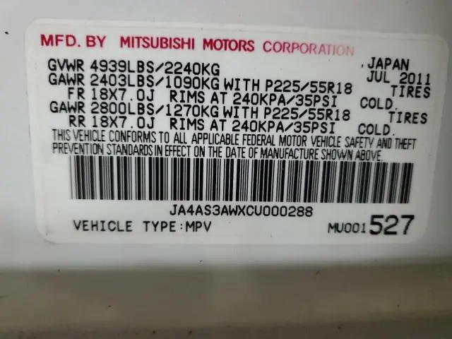 2012 MITSUBISHI OUTLANDER SE  
