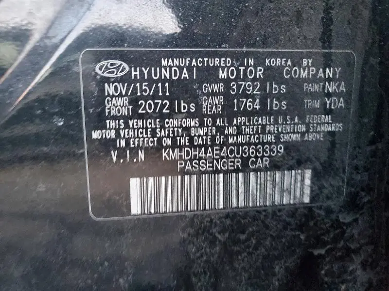 2012 HYUNDAI ELANTRA LIMITED  