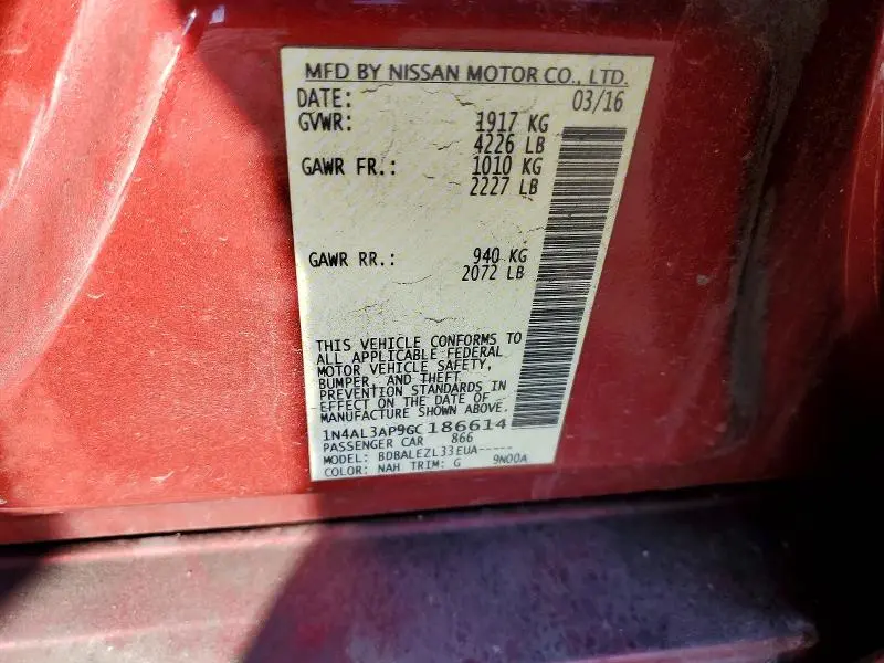 2016 NISSAN ALTIMA 2.5  