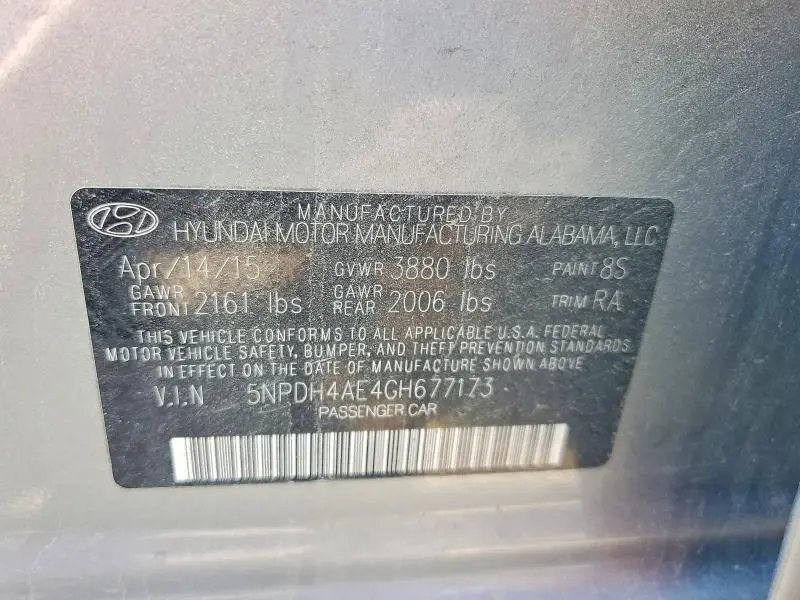 2016 HYUNDAI ELANTRA LIMITED  