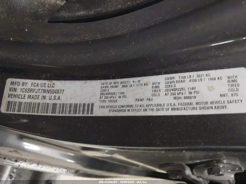 2021 RAM 1500 LARAMIE  4X4 5'7 BOX