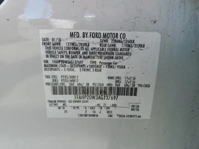 2010 FORD TAURUS SE