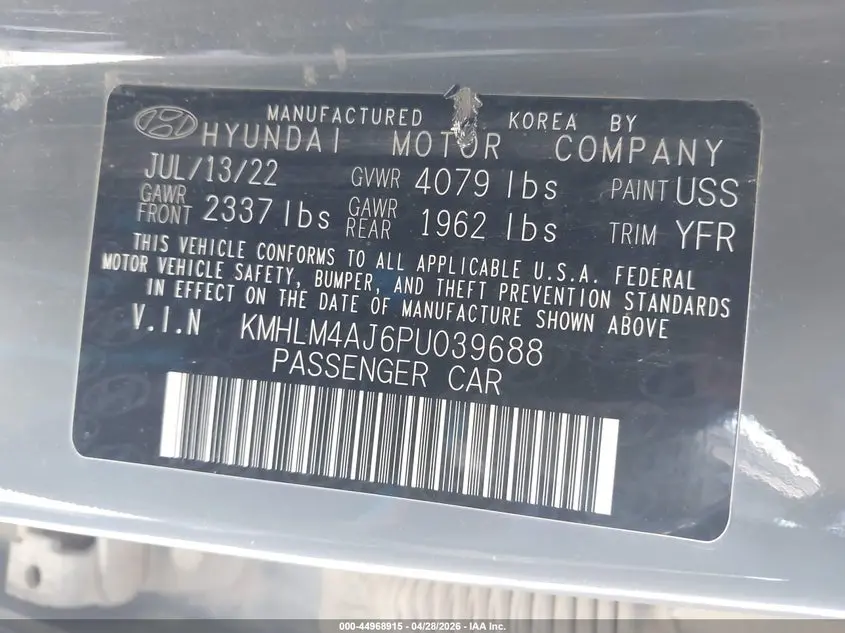 2023 HYUNDAI ELANTRA HYBRID BLUE