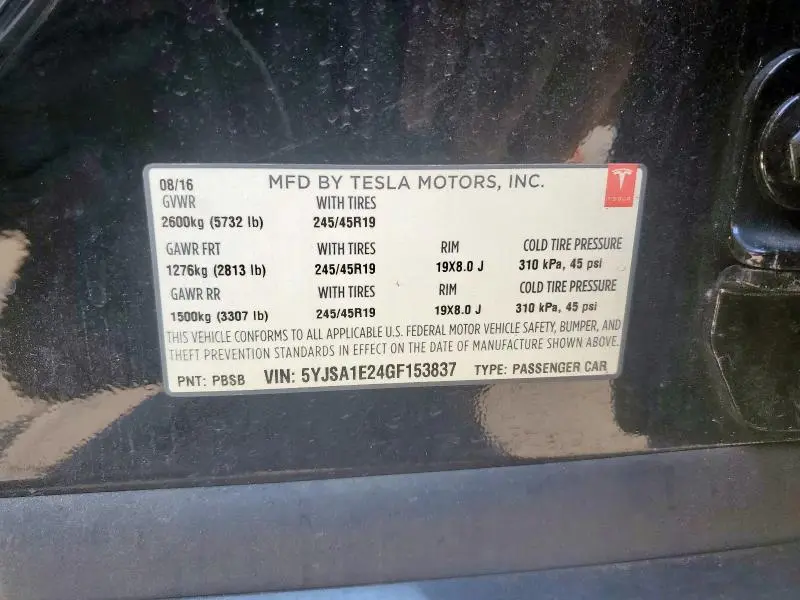 2016 TESLA MODEL S   