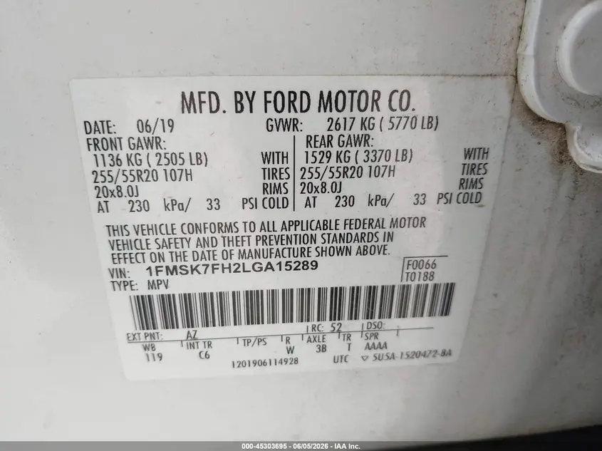 2020 FORD EXPLORER LIMITED