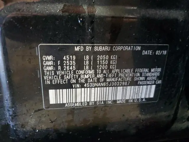 2018 SUBARU LEGACY 2.5I LIMITED