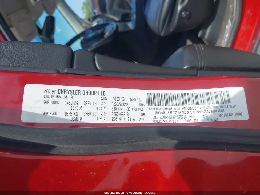 2011 JEEP GRAND CHEROKEE LIMITED