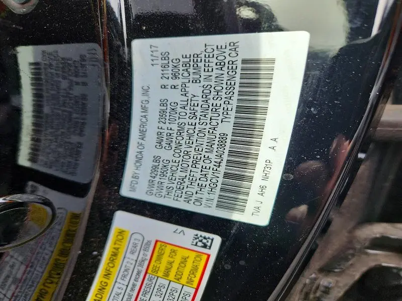 2018 HONDA ACCORD EX  