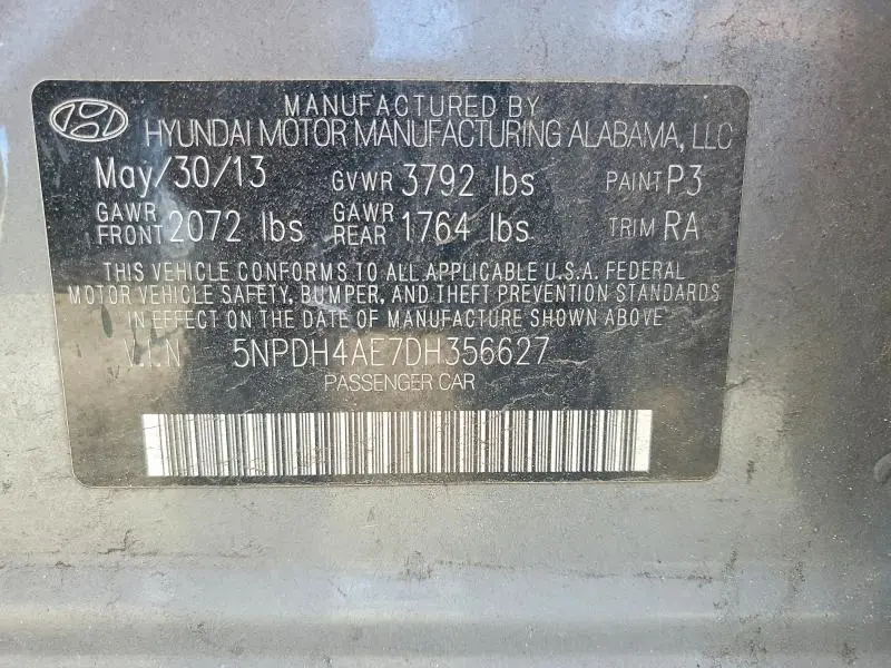 2013 HYUNDAI ELANTRA GLS  