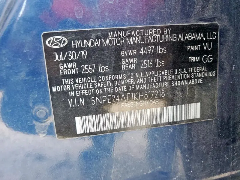 2019 HYUNDAI SONATA SE  