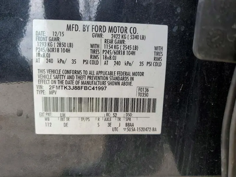 2015 FORD EDGE SEL  