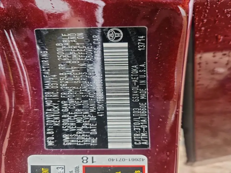 2014 TOYOTA AVALON BASE  