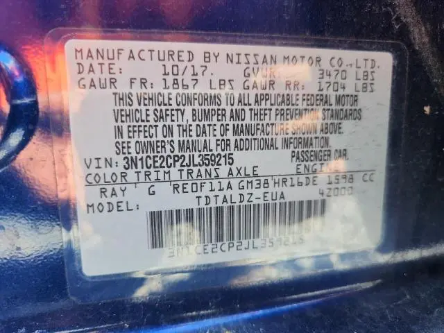 2018 NISSAN VERSA NOTE S  