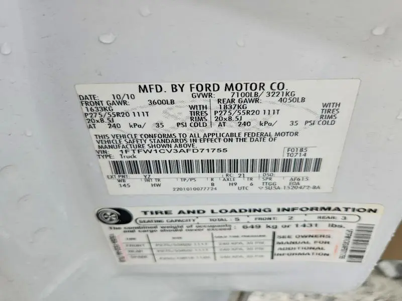 2010 FORD F150 SUPERCREW  