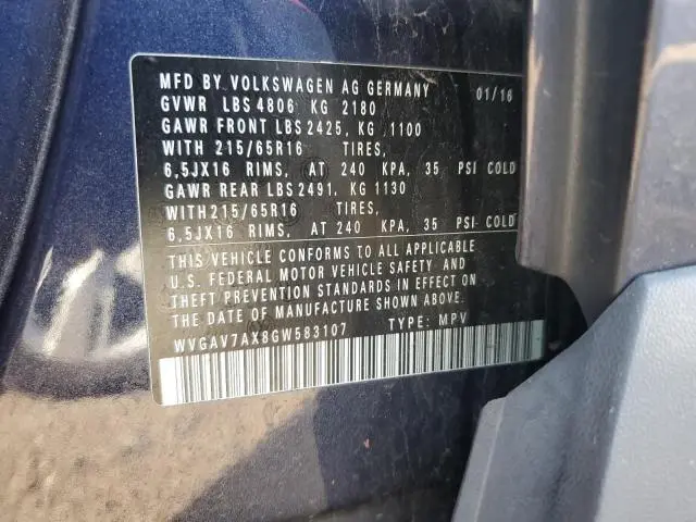 2016 VOLKSWAGEN TIGUAN S