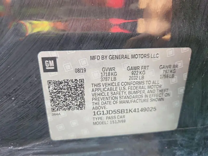 2019 CHEVROLET SONIC LT  