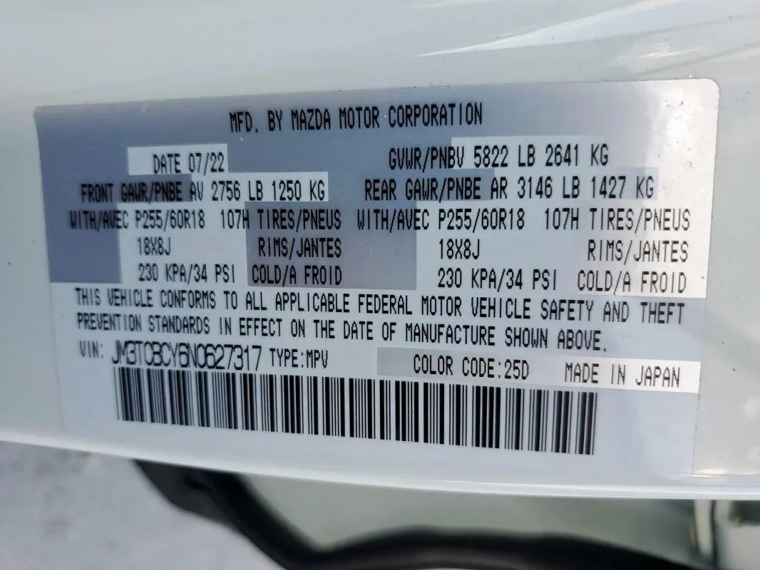 2022 MAZDA CX-9 TOURING  