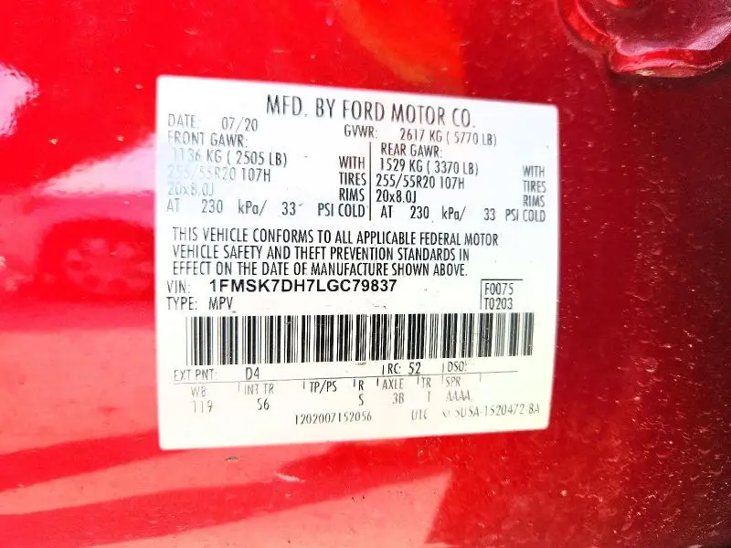 2020 FORD EXPLORER XLT  