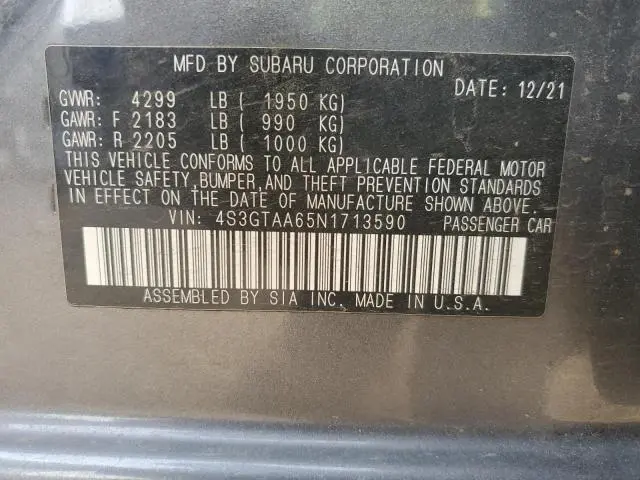 2022 SUBARU IMPREZA   