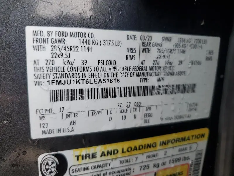 2020 FORD EXPEDITION LIMITED  