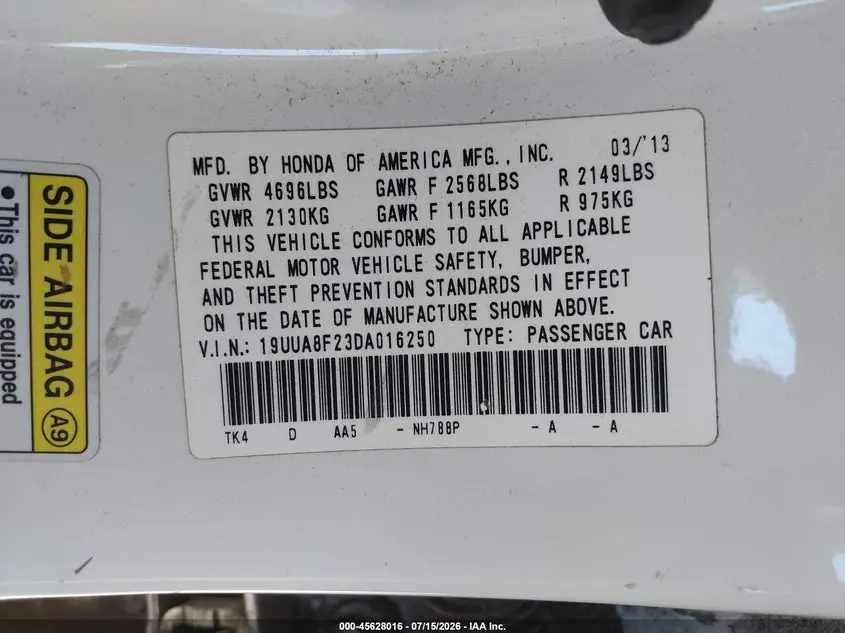 2013 ACURA TL 3.5