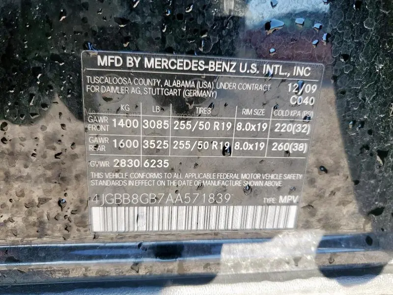 2010 MERCEDES-BENZ ML 350 4MATIC  