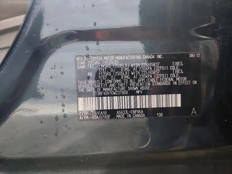 2012 TOYOTA RAV4 BASE  