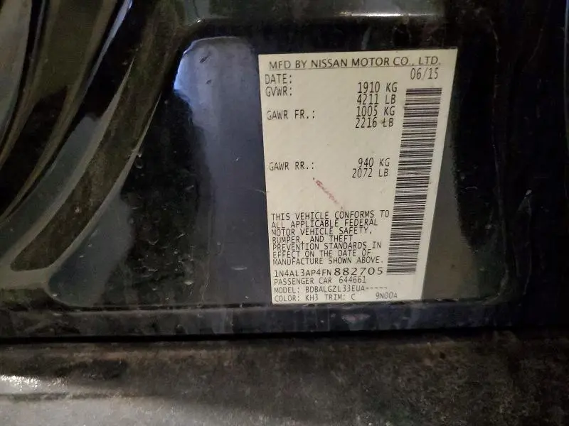 2015 NISSAN ALTIMA 2.5 S  