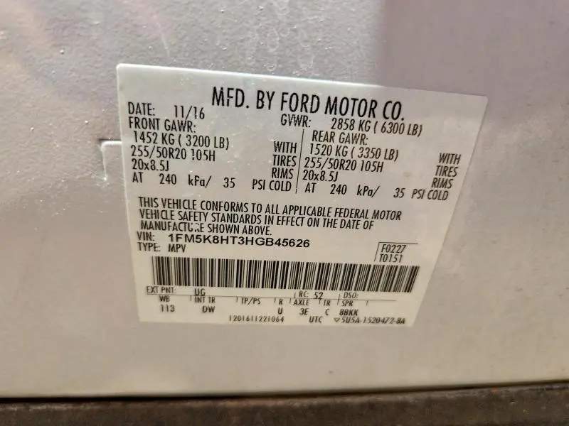 2017 FORD EXPLORER PLATINUM  