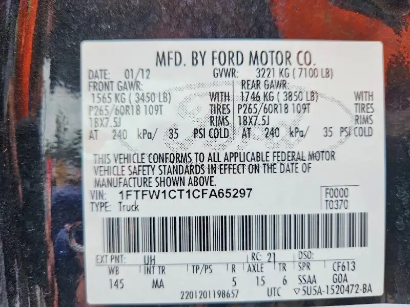 2012 FORD F150 SUPERCREW  