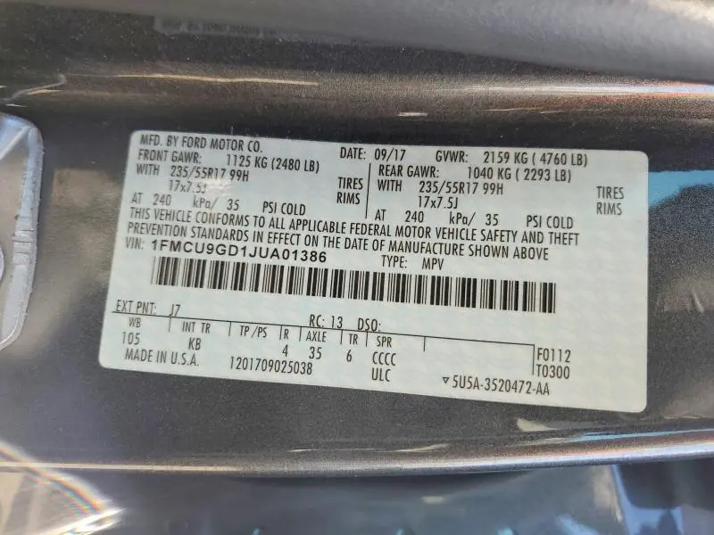 2018 FORD ESCAPE SE  