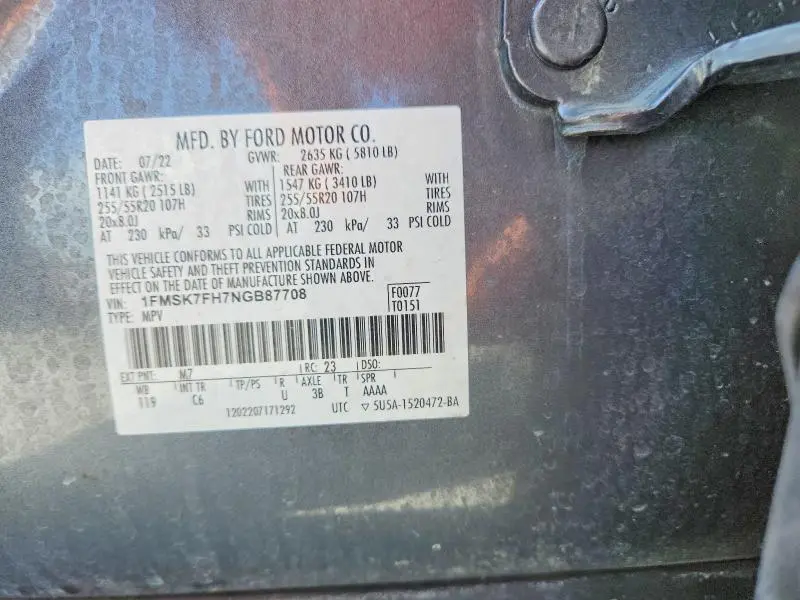 2022 FORD EXPLORER LIMITED  