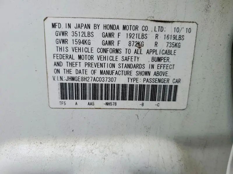 2010 HONDA FIT   