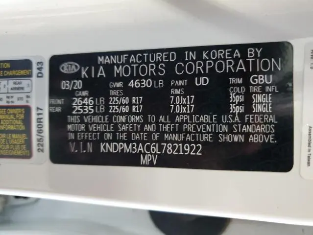 2020 KIA SPORTAGE LX