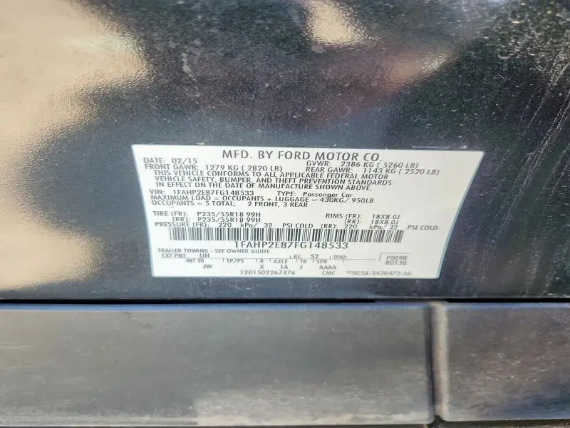 2015 FORD TAURUS SEL  
