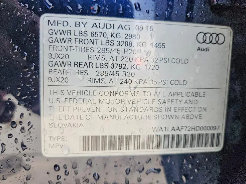 2017 AUDI Q7 PREMIUM PLUS  