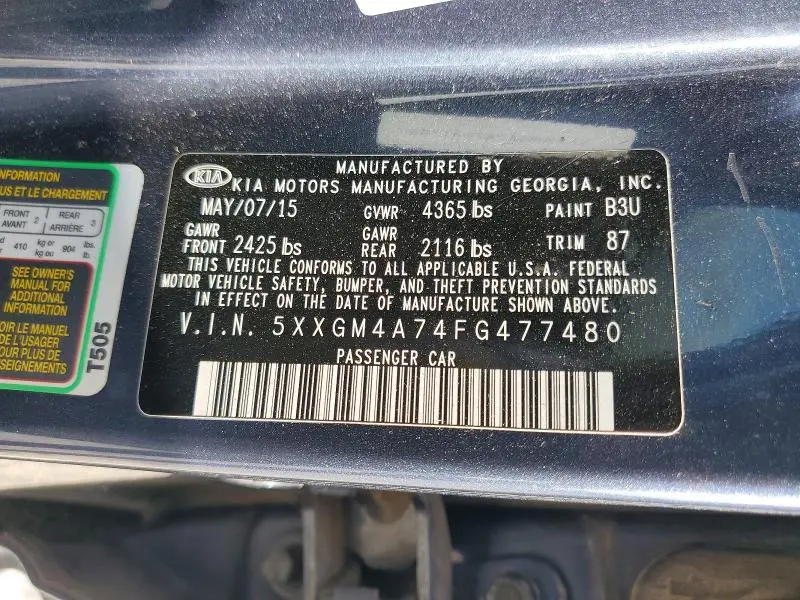 2015 KIA OPTIMA LX  