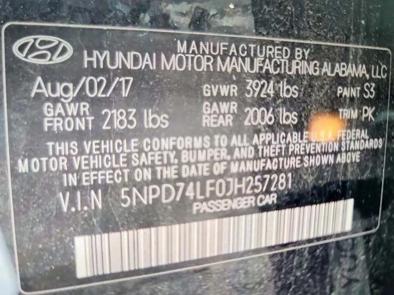2018 HYUNDAI ELANTRA SE  
