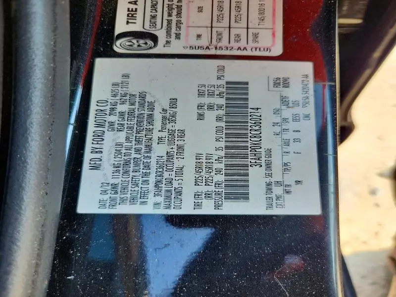 2012 FORD FUSION SPORT  