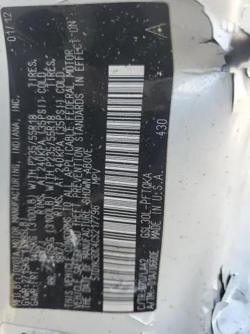 2012 TOYOTA SIENNA XLE  