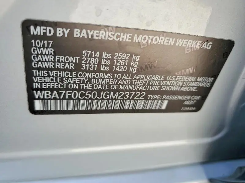 2018 BMW 750 I  