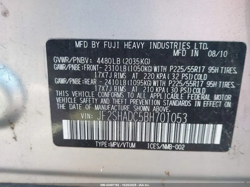 2011 SUBARU FORESTER 2.5X PREMIUM