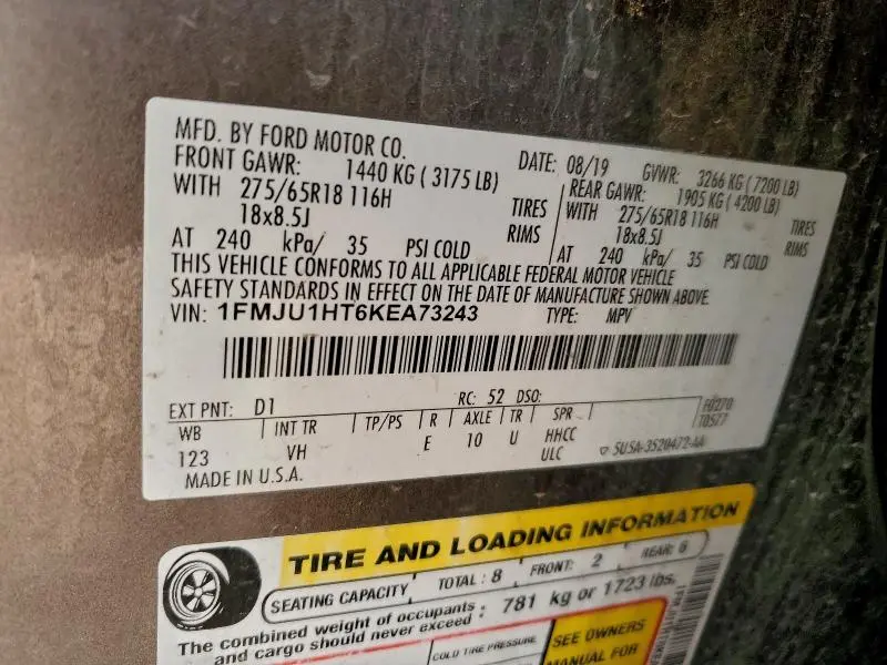 2019 FORD EXPEDITION XLT  