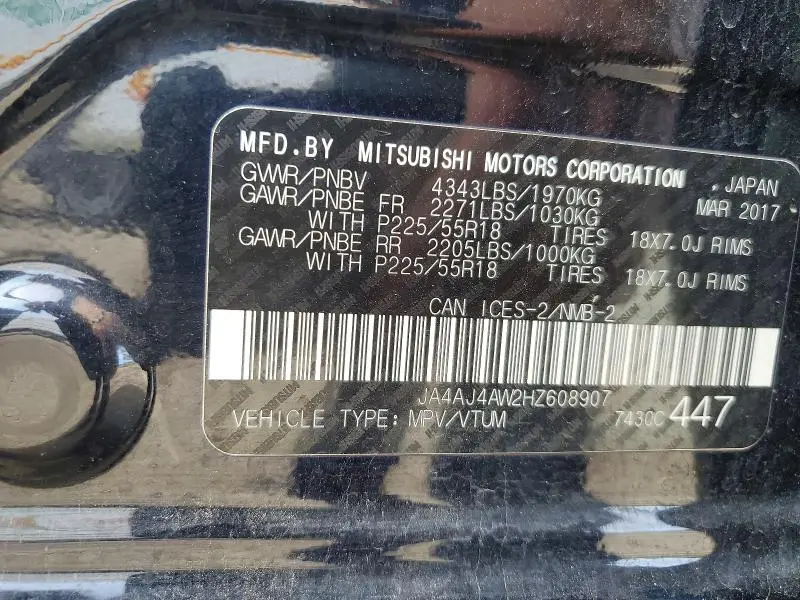 2017 MITSUBISHI RVR SE LIMITED  